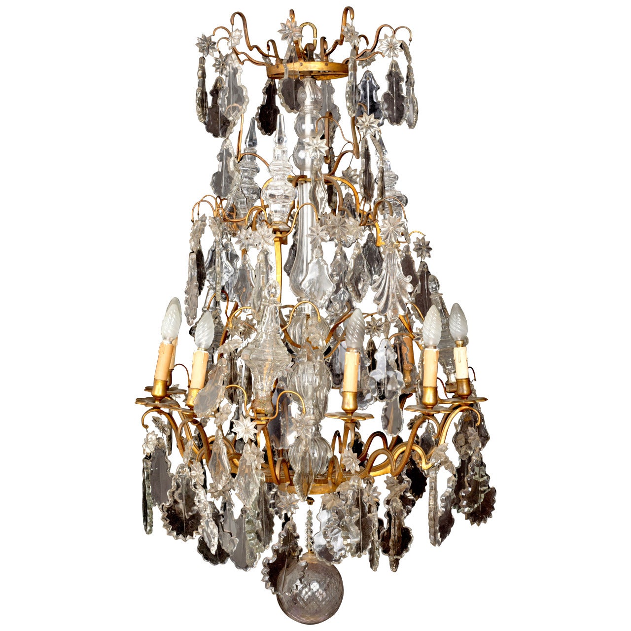 18th Century French Bronze and Crystal Chandelier For Sale