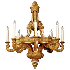 Imposing Eight-Arm Carved, Gesso and Giltwood Chandelier