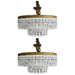 Antique Pair of Close Fitting Circular Ceiling Lights