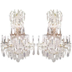 An important pair of rock crystal chandeliers