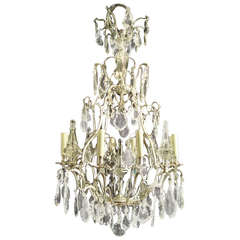 A silvered bronze and crystal French chandelier