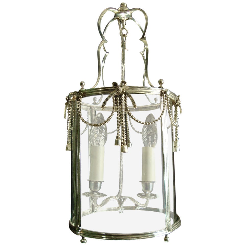 A French silvered bronze lantern For Sale