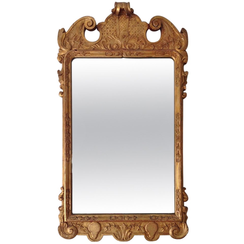 Carved Gilt Wood George III Style Mirror For Sale