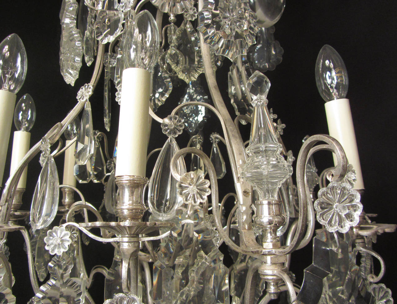 Elegant Eight-Arm Silvered French Chandelier