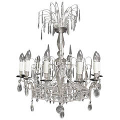 Twelve-Arm Silver Plated Pentagonal Chandelier