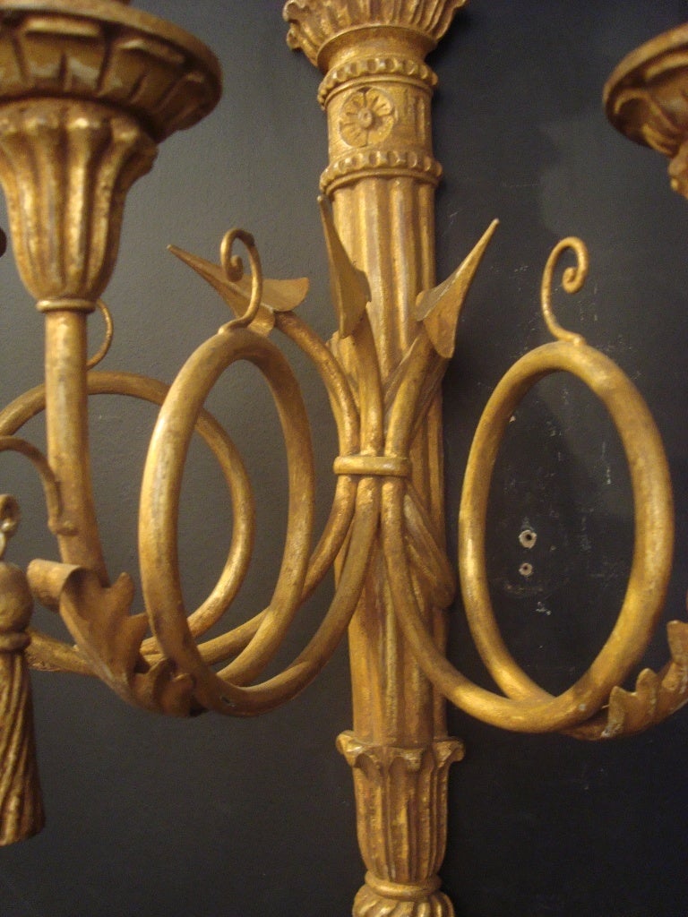 European Set of Four Carved Giltwood Empire Style Wall Appliques