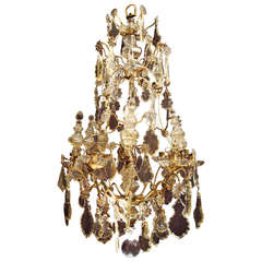 Antique Louis XVI Period Bronze and Crystal Chandelier