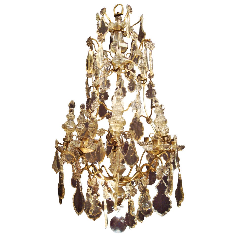 Louis XVI Period Bronze and Crystal Chandelier For Sale