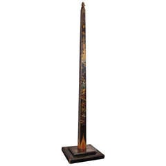 Tall Black Lacquer, Polychrome and Parcel Gilt, Chinoiserie Standard Lamp