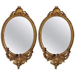 Pair of Victorian Oval Girandole Mirrors