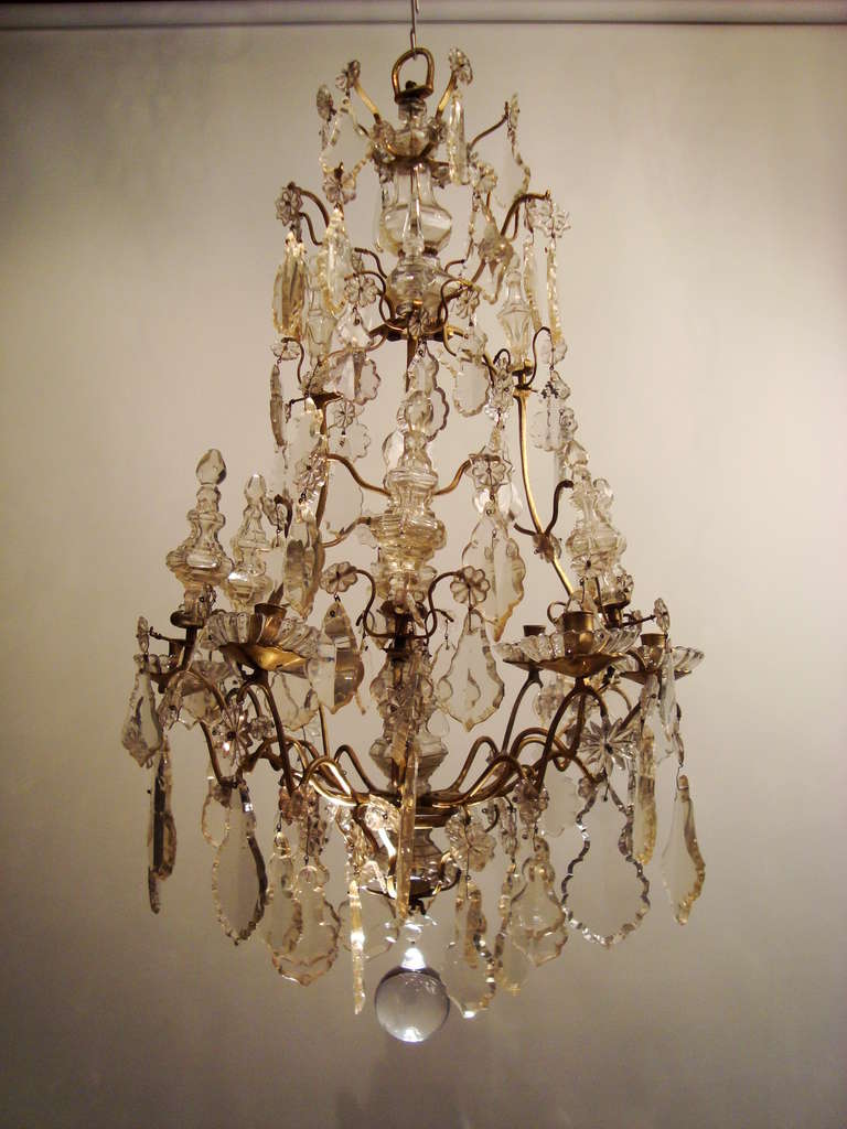 French Louis XVI Period Bronze and Crystal Chandelier For Sale