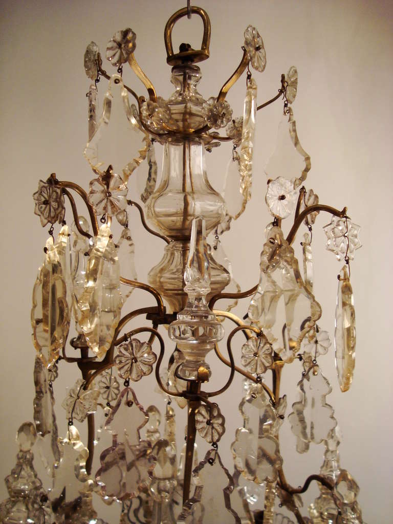 18th Century and Earlier Louis XVI Period Bronze and Crystal Chandelier For Sale