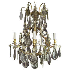 Six-Armed Crystal Birdcage-Shaped Chandelier