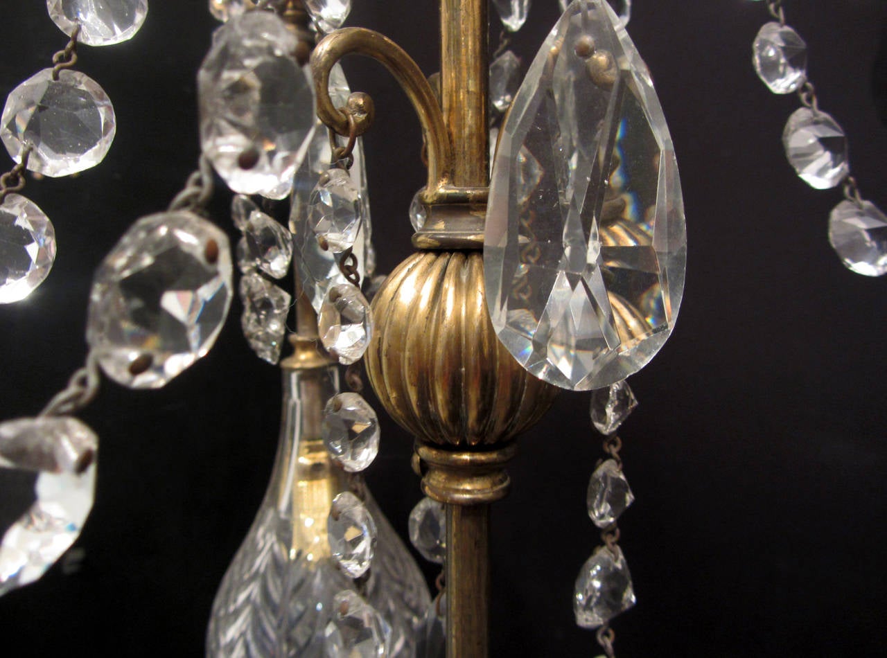 Mid-Century Modern Unusual Cut Glass Chandelier For Sale