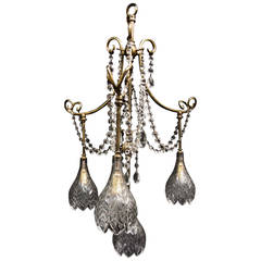 Antique Unusual Cut Glass Chandelier