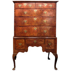 William and Mary Walnut Wood Chest on Stand