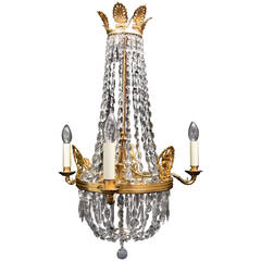 Antique Gilded Bronze and Crystal Empire Style Chandelier