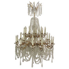 Large 35-Light, Gilt Brass and Crystal Baccarat Chandelier