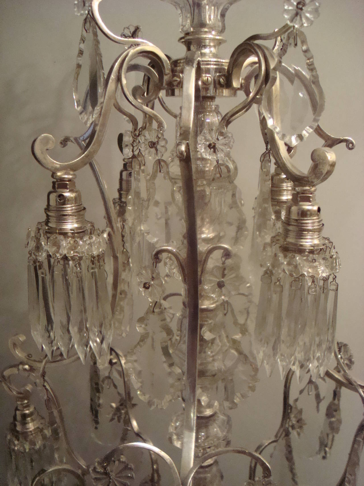 Eight-Light Silvered French Chandelier