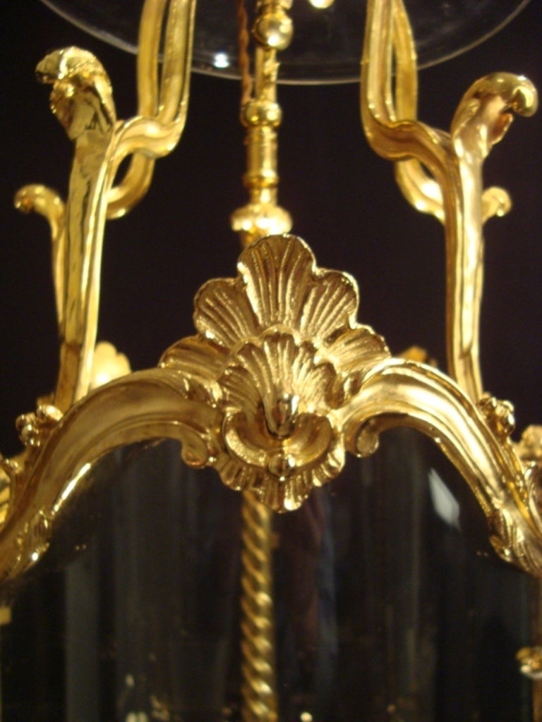 A Louis XV Style Gilded Bronze Lantern For Sale 3