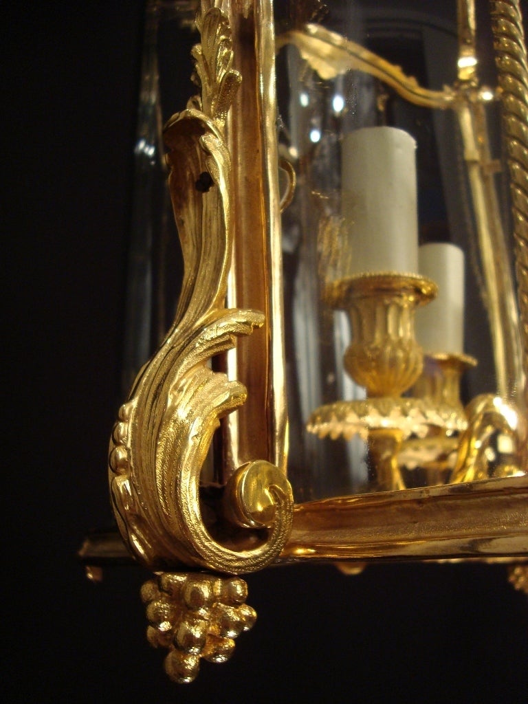 A Louis XV Style Gilded Bronze Lantern In Excellent Condition For Sale In London, GB