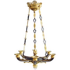 French Restauration Period Gilded Bronze Six-Armed Chandelier