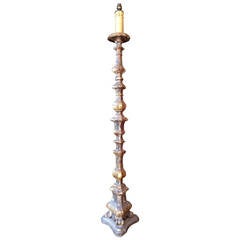 Tal Carved Silvered Wood Standard Lamp