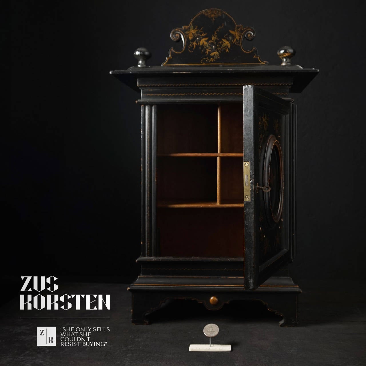 Ebonized Early 19th Century Little Medicine Cabinet