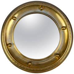 Antique Old Brass Porthole Convex Mirror