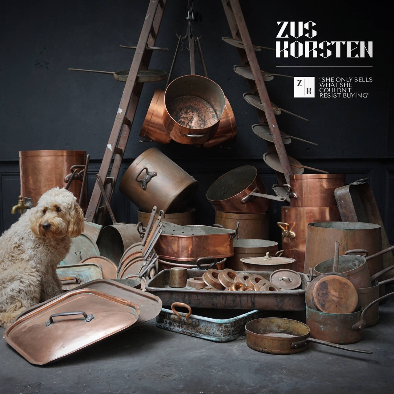 This enormous antique collection of culinary copper pots and pans came from the early years of the Trade Fair Utrecht restaurant in the Netherlands. It's dated 1900-1910. This collection is not only special because of the huge sizes of the different