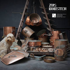 Huge 74 Pieces Set of Huge Antique Culinary Copper Pans, Etc.