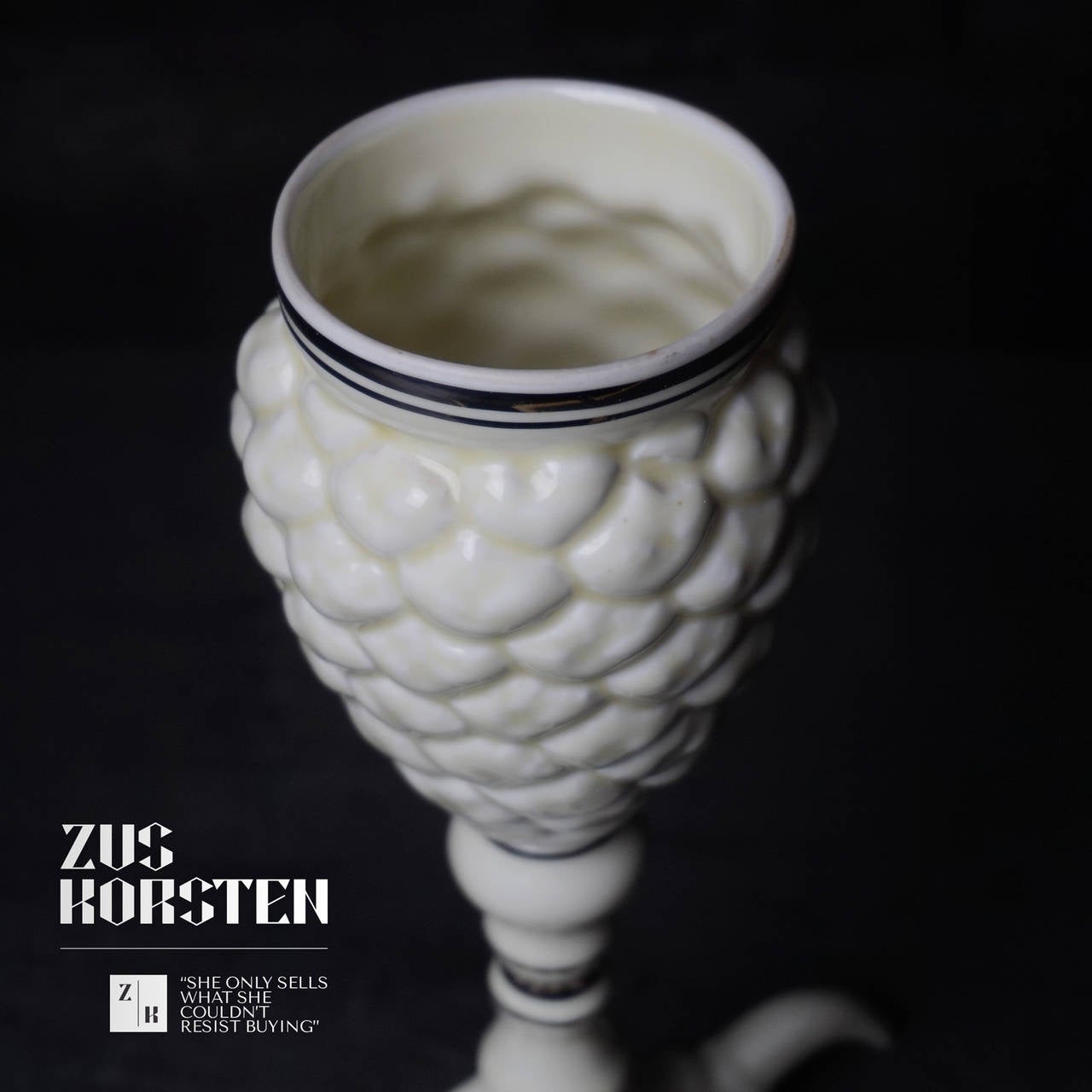 Porcelain Wineglass on a Birds Talon by Hollohaza Studio Hungary