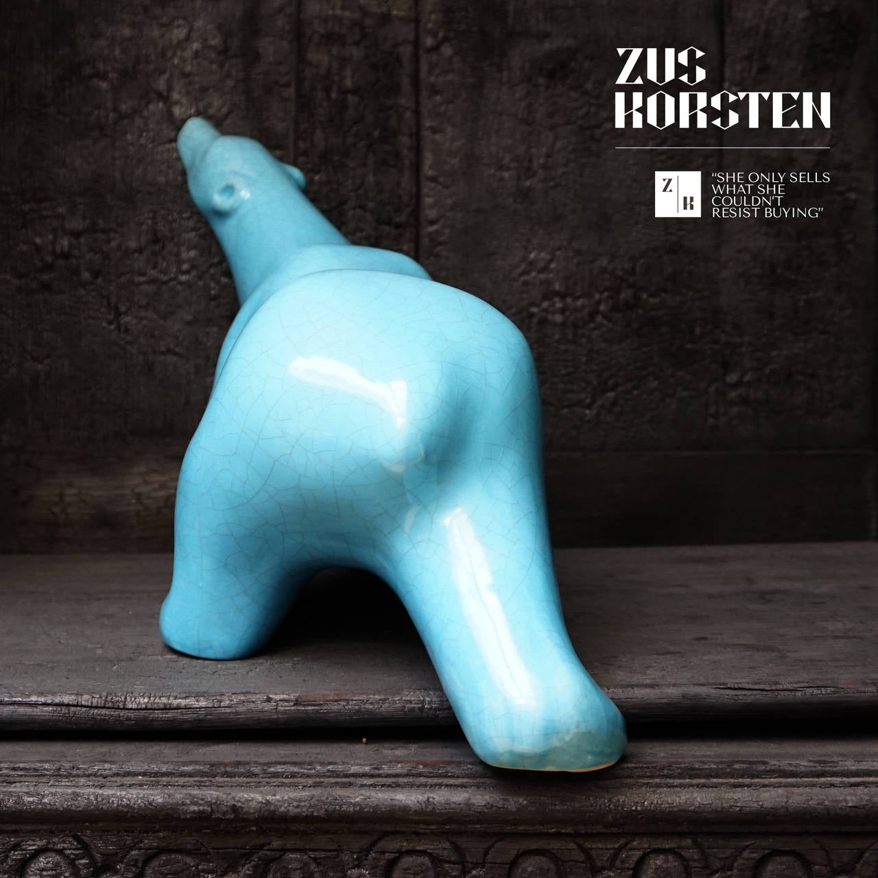 Art Deco Crackle-Glazed Earthenware Polar Bear by L&V Ceram 2