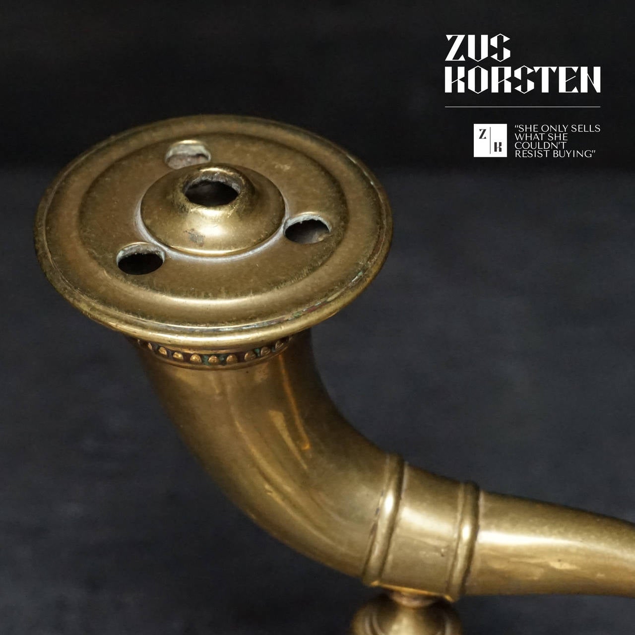 19th Century Brass Oil Light Horn on Talon 2