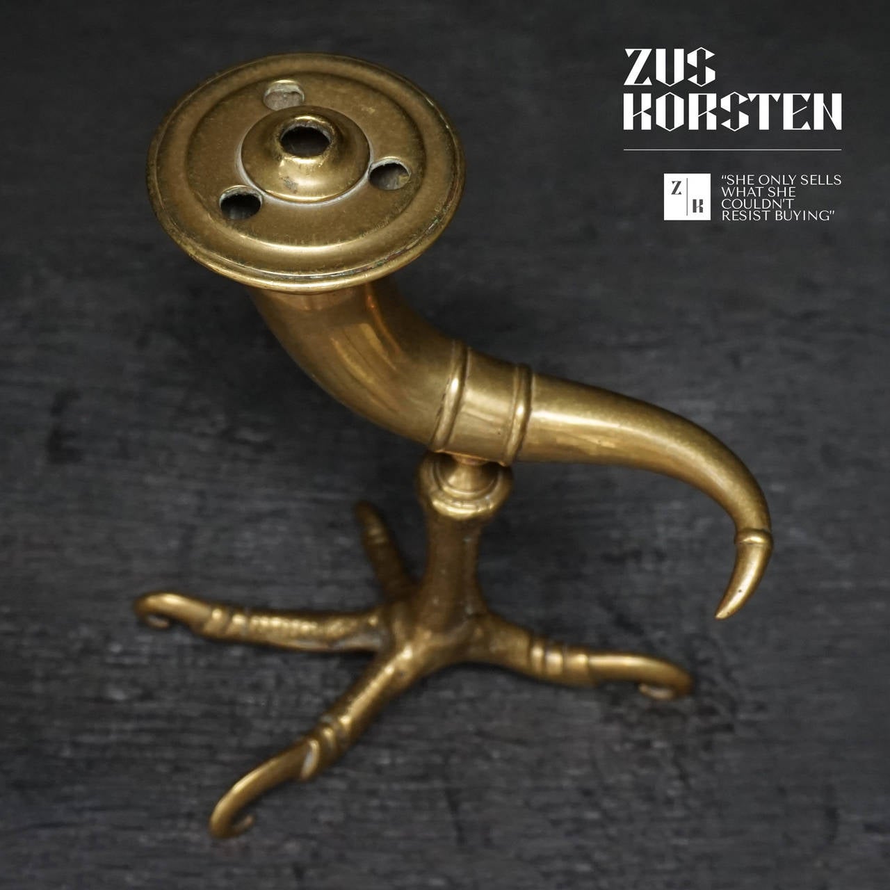 19th Century Brass Oil Light Horn on Talon 4