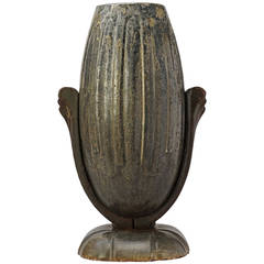 Early 20th Century Art Deco French Enamel Cast Iron Cemetery Vase 3