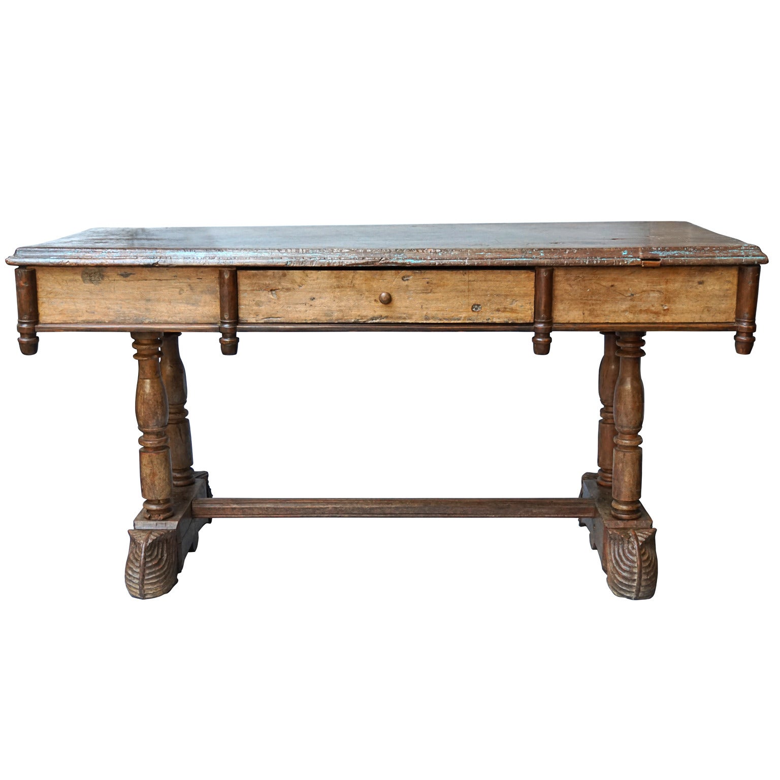 19th Century Fruitwood Side Table with Unusual Carved Feet
