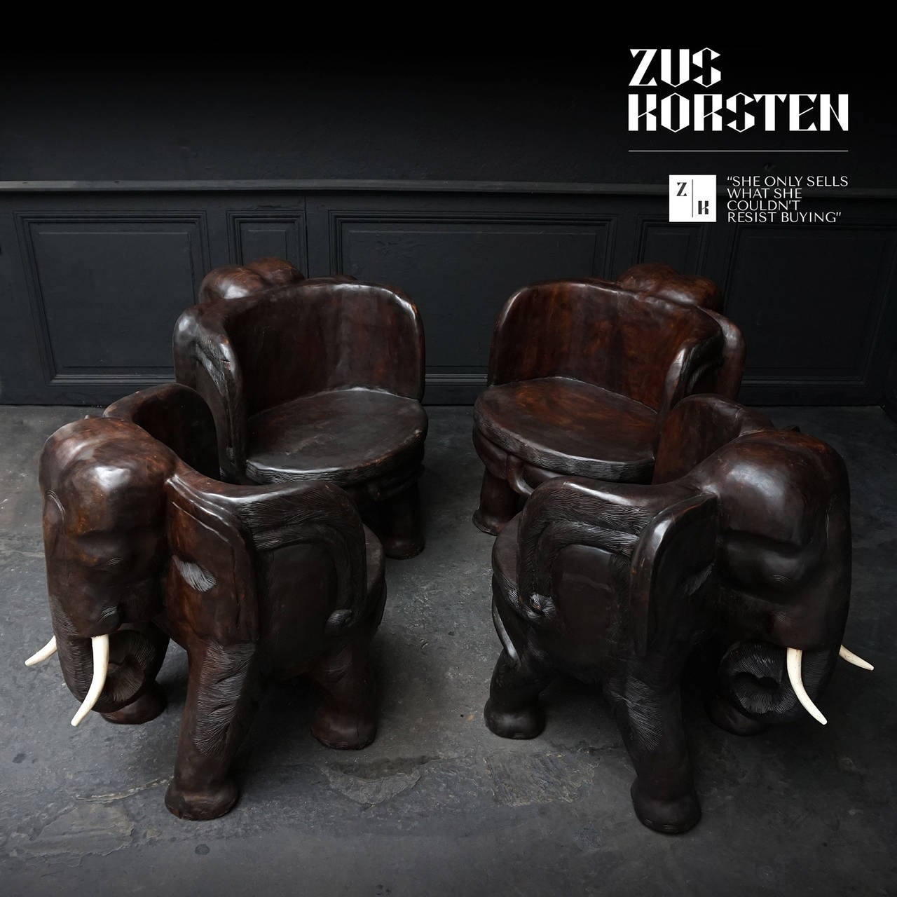 Set of Four 20th Century Elephant Chairs For Sale at 1stdibs