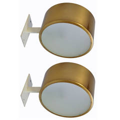 pair of brass and glass appliques