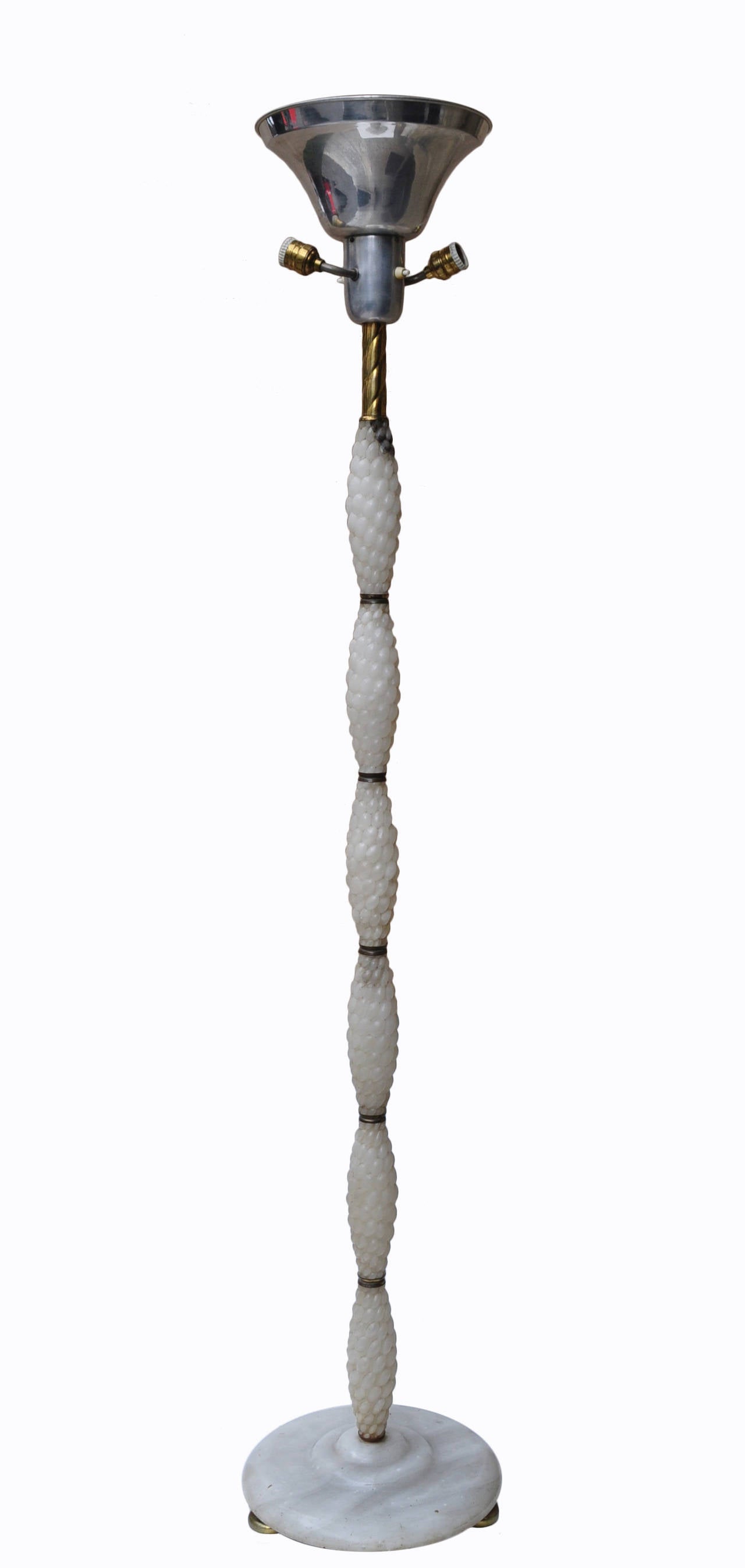 Sculpted Alabaster Floor Lamp, Italy, 1940s For Sale 1