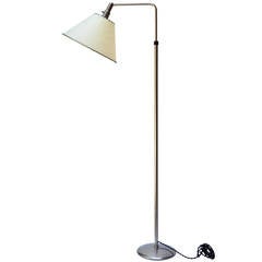 Wohnberdarf Floor Lamp in Nickeled Brass, 1940s