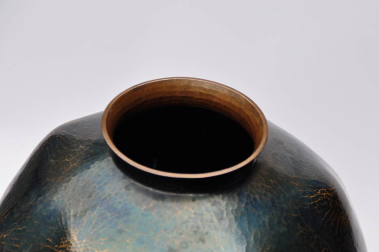 20th Century Delicately Hammered Copper Flower Vase by Gyokusendo Workshop