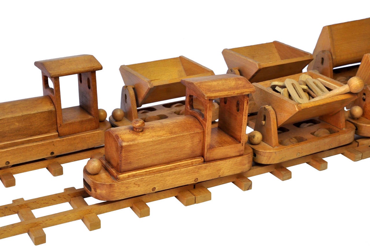 Woodwork Wooden Train from Holz Vieles In Finem, West Germany 1970s For Sale