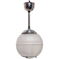 French Holophane Pendant  Sphere Lamp, 1930 Editon