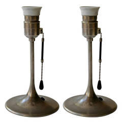 Pair of Bronzewarenfabrik 1930's bedside lamps