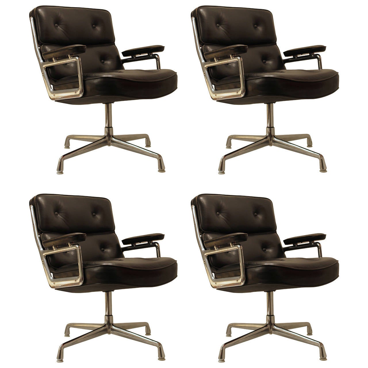 Eames Black Leather Lobby Chair by Vitra and Miller at 1stDibs