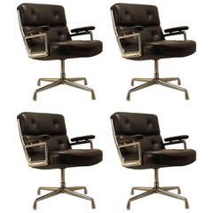 Eames Black Leather Lobby Chair by Vitra and Miller