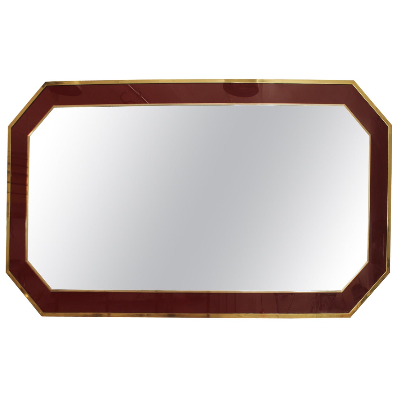 Jean Claude Mahey Brass Octogonal Mirror, 1970s