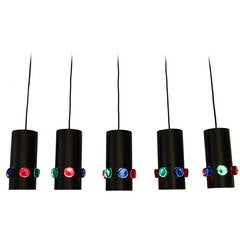 5 RAAK Colored Glass Pendant Lamps