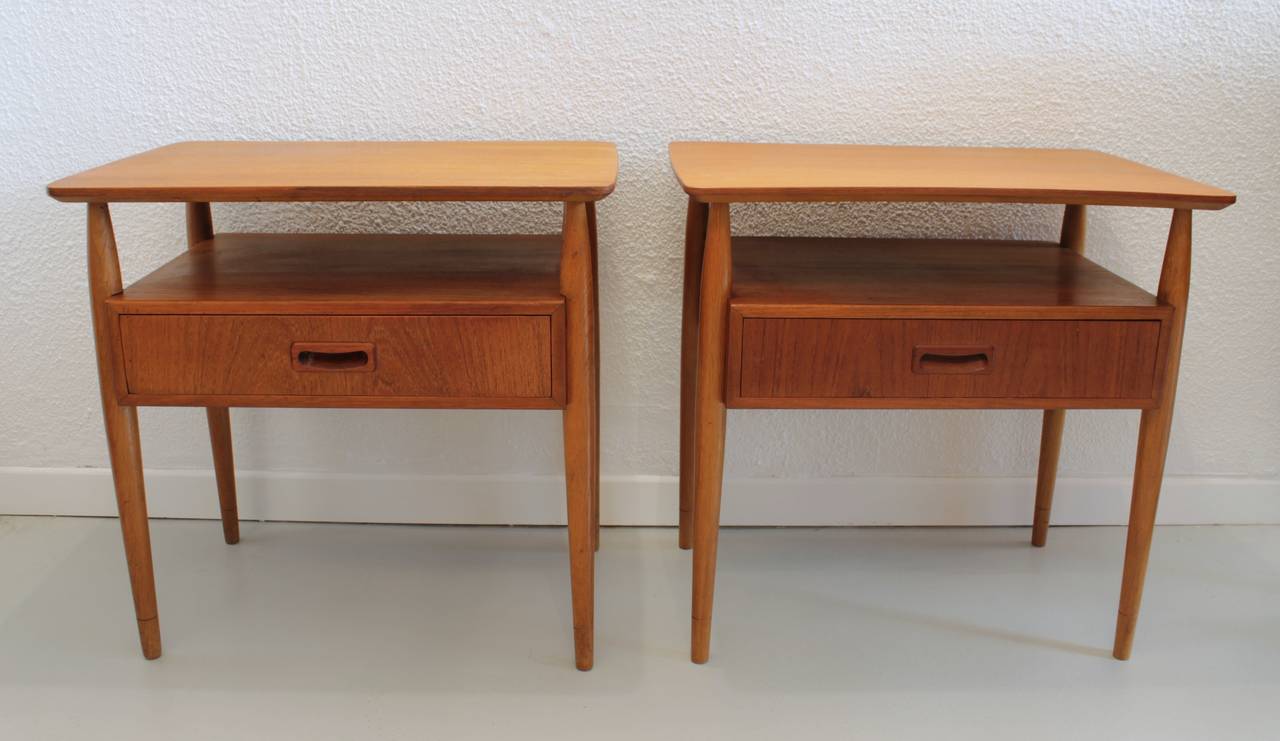 Pair of teak nightstands model 140 by Omann Jun Denmark ca.1960